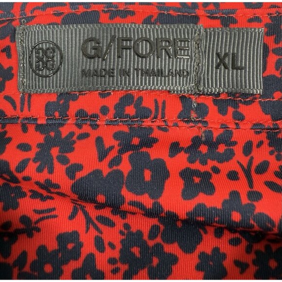 G/Fore Mens Golf Polo Size XL Tech Jersey Performance Mini Floral Red Navy - Picture 7 of 10